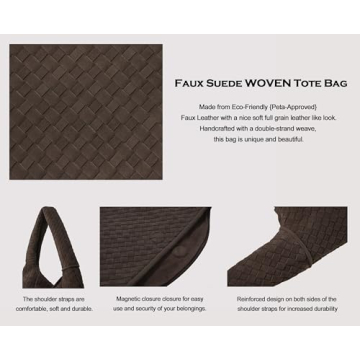 Stylish Leather Woven Handbag Elegant Suede Tote Women