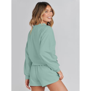 MEROKEETY Women's Cozy Lounge Set Oversized Batwing Style