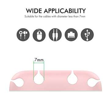 AhaStyle Cord Organnizer Clips 5 Pack Compact Design Desk Wire Holder Keeper Strong Adhesive Wire fo...