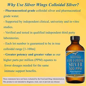 Natural Path Silver Wings Colloidal Silver 500ppm (2,500mcg) Immune Support Supplement 8 fl. oz.