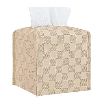 Tissue Box Cover, Square Tissue Box Holder, Leather Tissue Holders Decorative Organizer for Bathroom...