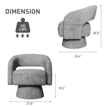 Bonzy Home Swivel Barrel Chair Set of 2 - Dark Grey Velvet Accent Chairs