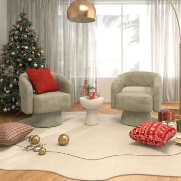 Bonzy Home Velvet Swivel Barrel Chair Set for Living Room