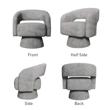 Bonzy Home Velvet Swivel Barrel Chair Set for Living Room