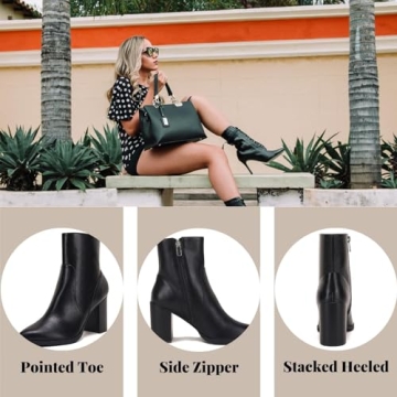 LAICIGO Women's Stylish Pointed Toe Ankle Boots