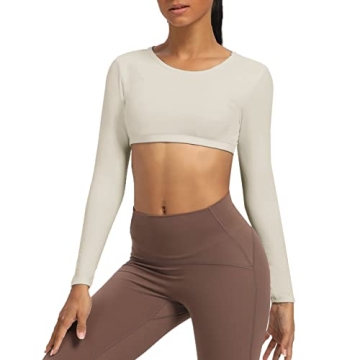 Aoxjox Long Sleeve Crop Top for Women - Stylish & Comfortable