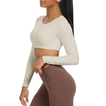 Aoxjox Long Sleeve Crop Top for Women - Stylish & Comfortable