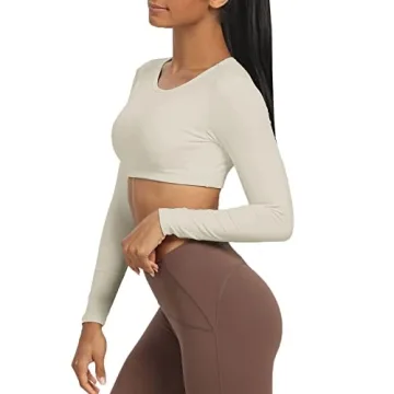 Aoxjox Long Sleeve Crop Top for Women - Stylish & Comfortable