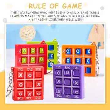 Hicarer Valentines Tic Tac Toe Keychain for Kids Ages 8-12 Party Favors Plastic Keyholders Game for Goodie Bags Mini Backpack Birthday Party(Bright Color,16 Pcs)