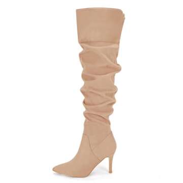 Womens Pointed Toe Knee High Slouchy Stiletto Boots