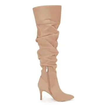 Womens Pointed Toe Knee High Slouchy Stiletto Boots