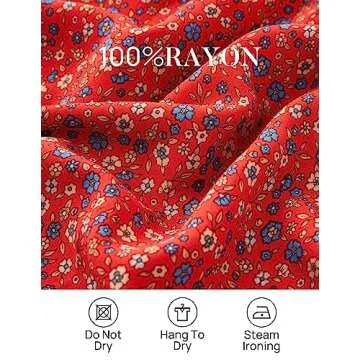 ZESICA Women's 2025 Summer Bohemian Floral Printed Elastic Waist A Line Maxi Skirt with Pockets,Red#2,Medium