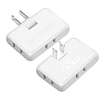 PaeorRorL 3 Way Flat Wall Outlet Extender - Portable, Ultra-Thin Electrical Splitter, Pack of 2, Whi...