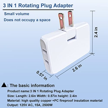 PaeorRorL 3 Way Flat Outlet Extender for Any Space