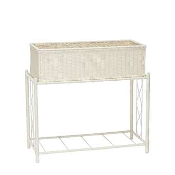 Household Essentials ML-5017 Indoor Outdoor Resin Wicker Planter Stand, 2 Piece