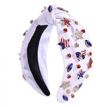 4 th of July Headband for Women American Flag Knottted Headband Star USA Charm Fourth of July Patrio...