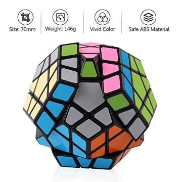 D-FantiX Shengshou Megaminx Speed Cube 3x3 Dodecahedron Hexagon Puzzle Toy Black