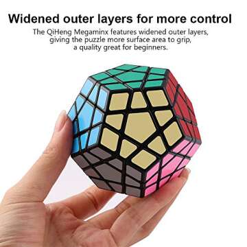 D-FantiX Shengshou Megaminx Speed Cube 3x3 Dodecahedron Hexagon Puzzle Toy Black