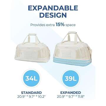 BAGSMART Gym Bag for Men Women, Expandable Sports Duffel Bag, Lightweight Workout Bag with Shoe Comp...