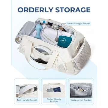 BAGSMART Gym Bag for Men Women, Expandable Sports Duffel Bag, Lightweight Workout Bag with Shoe Compartment & Wet Pocket, Water Resistant Weekend Overnight Bag for Travel Gym, Beige