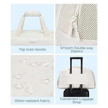 BAGSMART Gym Bag for Men Women, Expandable Sports Duffel Bag, Lightweight Workout Bag with Shoe Compartment & Wet Pocket, Water Resistant Weekend Overnight Bag for Travel Gym, Beige