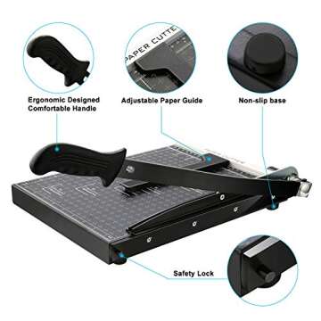newtend Paper Trimmer, A4 Paper Cutter Guillotine with Heavy Duty Gridded Base Cut Length 12 Sheets Capacity, Cutting Paper Machine for Home Office