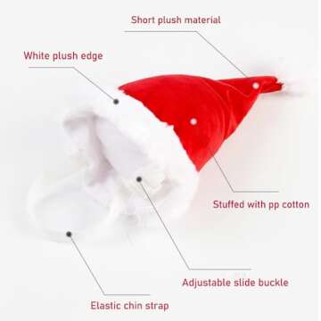 ANIAC Adjustable 3D Christmas Dog Santa Hat for Medium to Large Dogs Pet Dog Santa Costume…