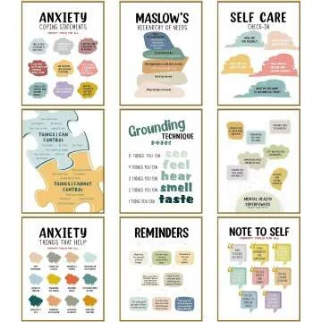 Motivational Mental Health Posters - 9 Piece Set