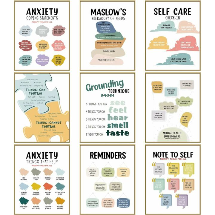 Motivational Mental Health Posters - 9 Piece Set