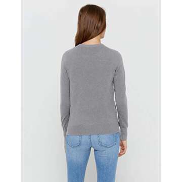 State Cashmere Women’s Essential Crewneck Sweater 100% Pure Cashmere Classic Long Sleeve Pullover (Pale Charcoal, Medium)