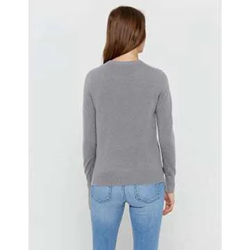 State Cashmere Women’s Essential Crewneck Sweater 100% Pure Cashmere Classic Long Sleeve Pullover (Pale Charcoal, Medium)