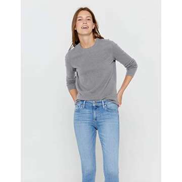 State Cashmere Women’s Essential Crewneck Sweater 100% Pure Cashmere Classic Long Sleeve Pullover (Pale Charcoal, Medium)