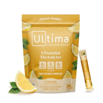 Ultima Replenisher Daily Electrolyte Powder Drink Mix – Lemonade, 20 Stickpacks – Hydration Pack...