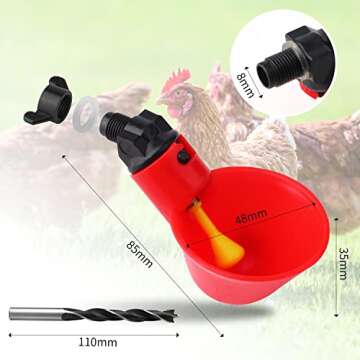 sansheng 24Pack Chicken Waterer Cups,Poultry Water Cups,Automatic Poultry Waterer for DIY Poultry Qu...