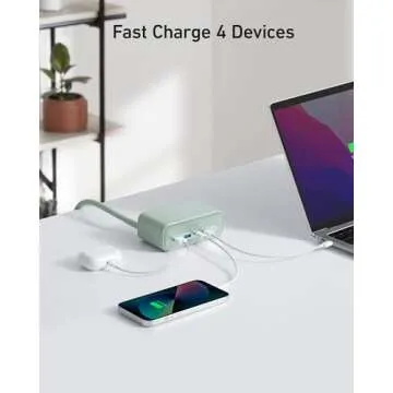 Anker 525 Charging Station, 7-in-1 USB C Power Strip for iphone13/14, 5ft Extension Cord with 3AC,2USB A,2USB C,Max 65W Power Delivery Desktop Accessory for MacBook Pro, Home, Office (Natural Green)