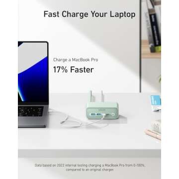 Anker 525 Charging Station, 7-in-1 USB C Power Strip for iphone13/14, 5ft Extension Cord with 3AC,2USB A,2USB C,Max 65W Power Delivery Desktop Accessory for MacBook Pro, Home, Office (Natural Green)