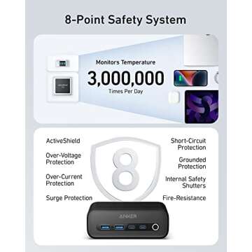 Anker 525 Charging Station, 7-in-1 USB C Power Strip for iphone13/14, 5ft Extension Cord with 3AC,2USB A,2USB C,Max 65W Power Delivery Desktop Accessory for MacBook Pro, Home, Office (Natural Green)