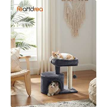 Feandrea Cat Tree, Cat Tower with Sisal-Covered Scratching Post, Cat Condo with Padded Perch, for Sm...
