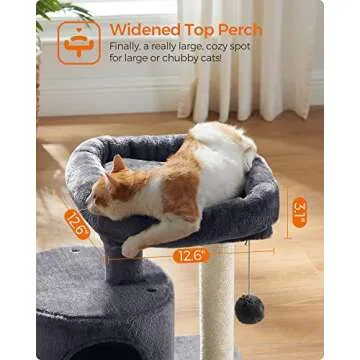 Feandrea Cat Tree, Cat Tower with Sisal-Covered Scratching Post, Cat Condo with Padded Perch, for Small Spaces, Kittens, Smoky Gray UPCT50G