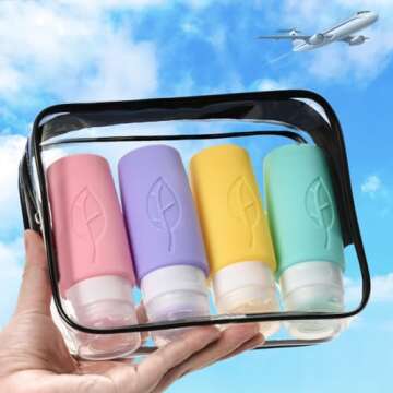 3oz Travel Bottles for Toiletries, Gym, TSA-Approved, Leak-Proof Silicone Squeezable Containers, Per...