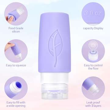 3oz Travel Bottles for Toiletries, Gym, TSA-Approved, Leak-Proof Silicone Squeezable Containers, Perfect for Business or Personal Essentials (BPA-Free)