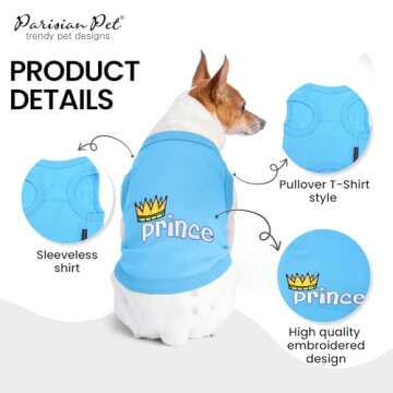 Elegant Parisian Pet Dog T-Shirt for Small Pups - Prince Design