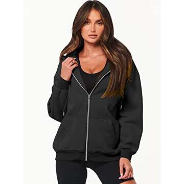 ANRABESS Womens Zip Up Hoodies Long Sleeve Oversized Sweatshirts Fleece Y2K Jacket Pockets 2025 Fall Outfits Fashion Clothes Black Large