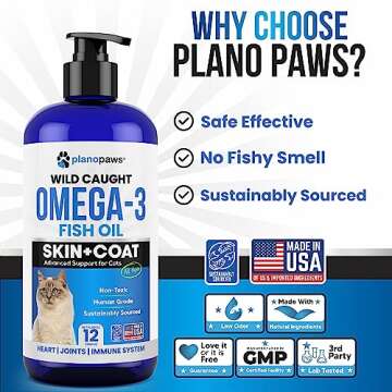 Omega 3 Fish Oil for Cats - Better Than Salmon Oil - Kitten & Cat Vitamins and Supplements - Cat Dandruff Treatment - Liquid Fish Oil for Pets - Shedding Support - Cat Health Supplies for All Ages