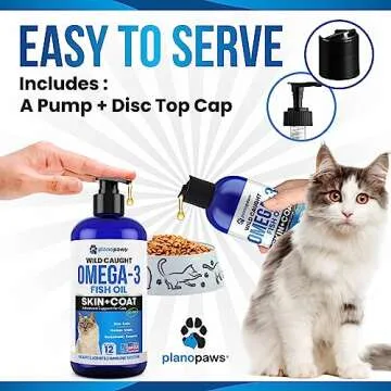 Omega 3 Fish Oil for Cats - Better Than Salmon Oil - Kitten & Cat Vitamins and Supplements - Cat Dandruff Treatment - Liquid Fish Oil for Pets - Shedding Support - Cat Health Supplies for All Ages