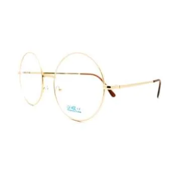 PASTL Oversized Round Frame Glasses - Gold with Clear Lens