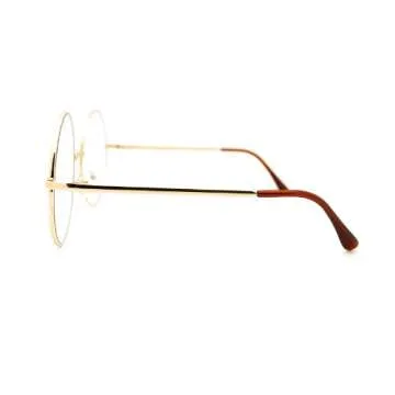 PASTL Oversized Round Frame Glasses - Gold with Clear Lens