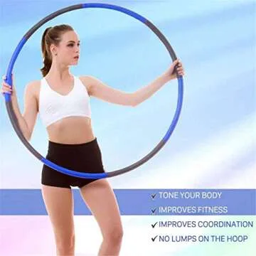 Exercise Hoops for Adults - Weighted Hoops for Exercise - Exercise Hoop for Kids, 2lb Weighted Exercise Hoop, 8 Detachable Sections - Professional Exercise Hoops (Blue)