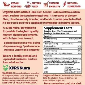 XPRS Nutra Gum Arabic Powder - Premium Acacia Gum Powder 4 Ounce - Food Grade Powdered Gum Powder Arabic Gum Arabic for Watercolor Paint - Arabic Gum Powder for Baking and More