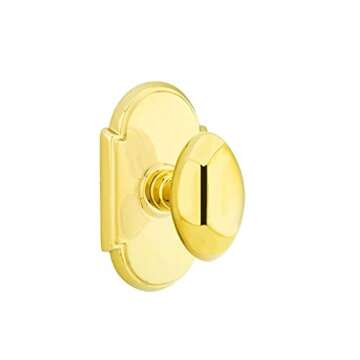 Emtek Privacy Set, Style 8 Rosette, Egg Knob, Polished Brass US3